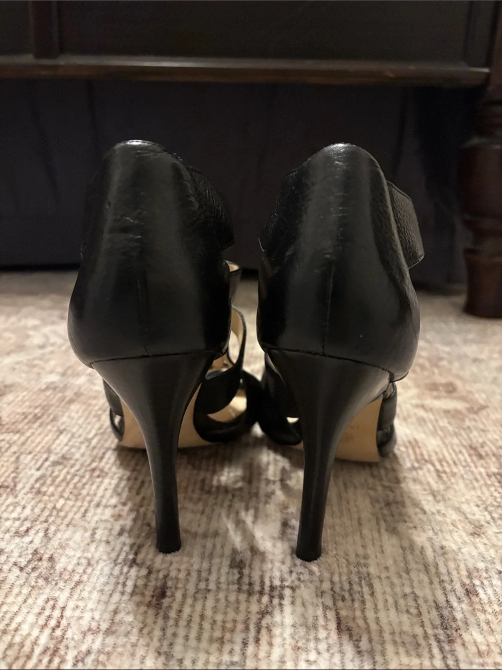 Isola Black Strappy Zip-Front Women’s Heels